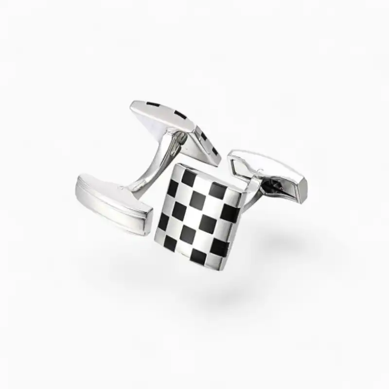 Bouton de manchette Damier Noir | La Montre à Gousset