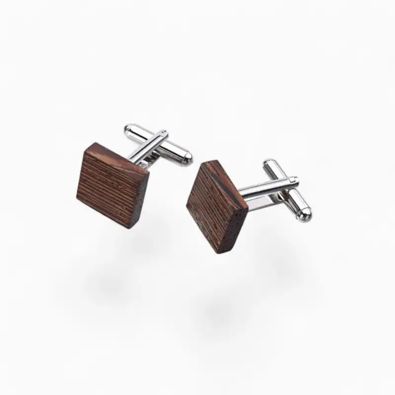 Boutons de manchette Bois Carré Foncé | La Montre à Gousset