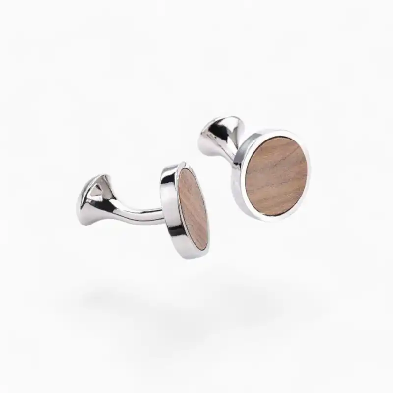 Boutons de manchette Bois Chic Argent | La Montre à Gousset