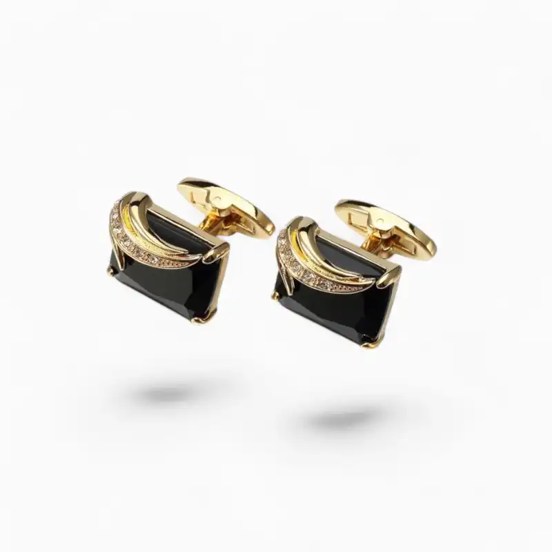 Boutons de manchette Precious Stone Noir | La Montre à Gousset