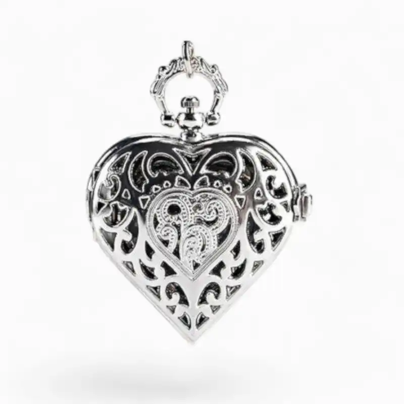 Montre à Gousset Femme Coeur Argent | La Montre à Gousset