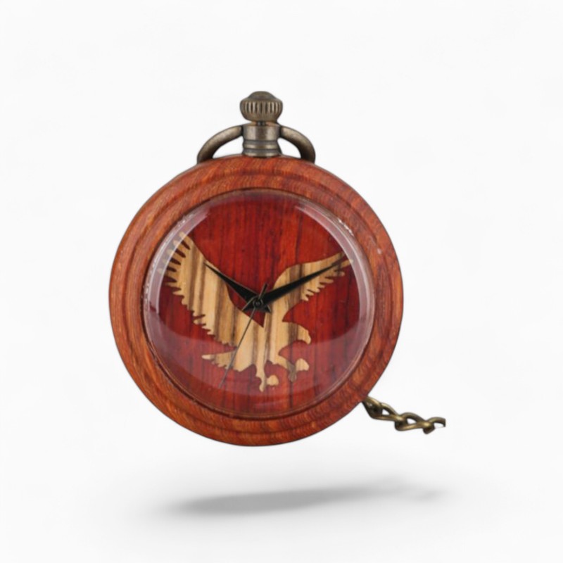 Montre à Gousset Homme Aigle en Bois | La Montre à Gousset