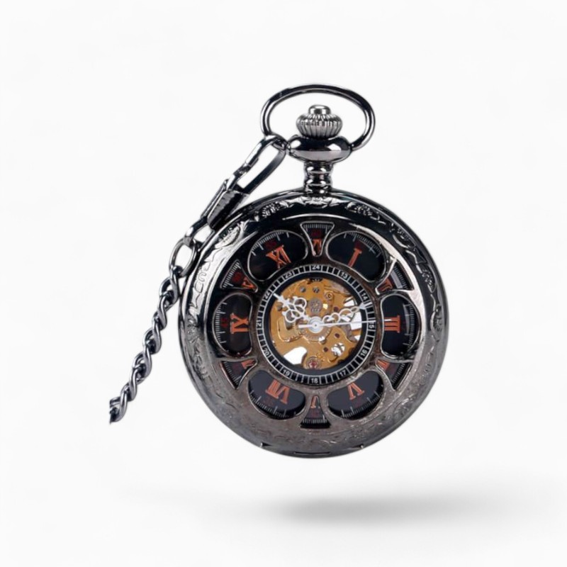 Montre à gousset Jolie Fleur noire bronze | La Montre à Gousset