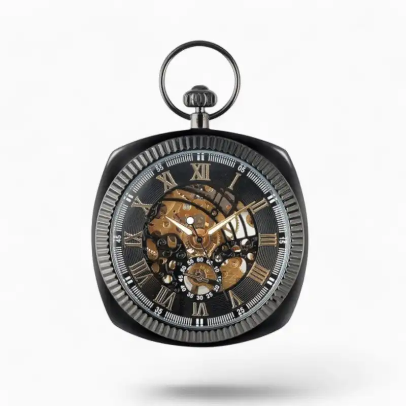 Montre à Gousset Mécanique Carré de luxe Noir | La Montre à Gousset