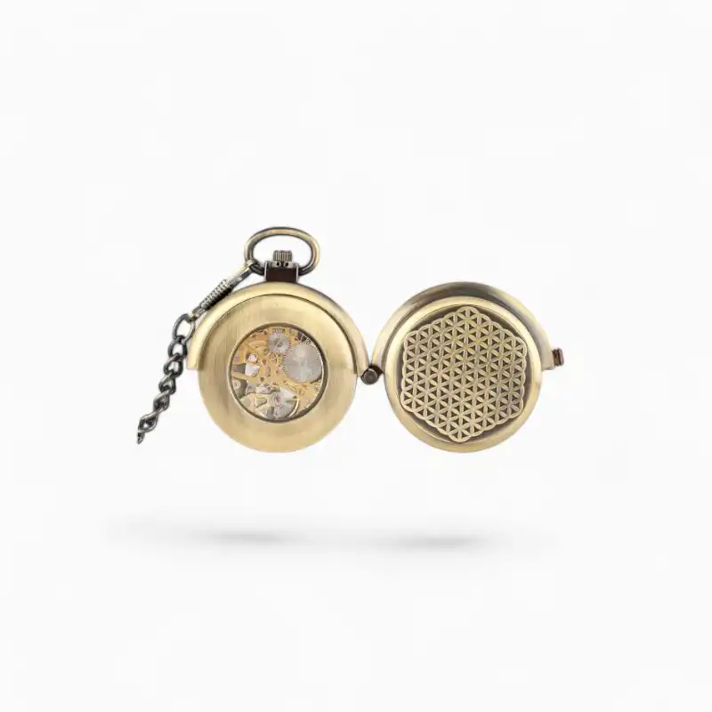 Montre à Gousset Mécanique Fleur de vie Arrière