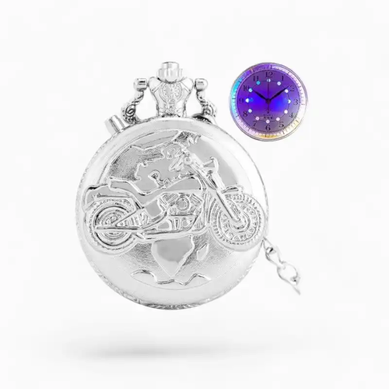 Montre à gousset Moto Led Argent