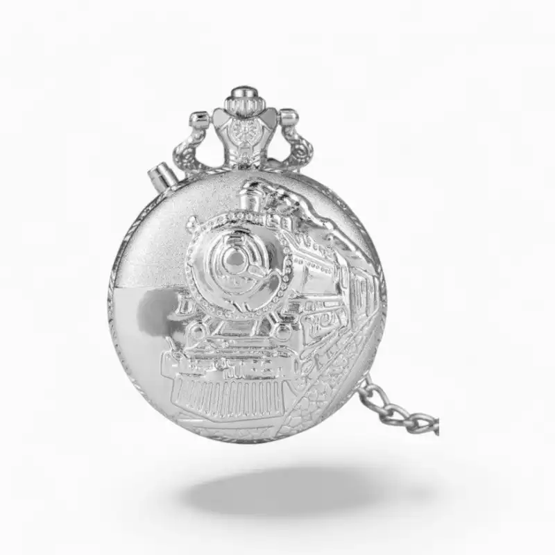 Montre à Gousset Vintage Train Led Argent | La Montre à Gousset