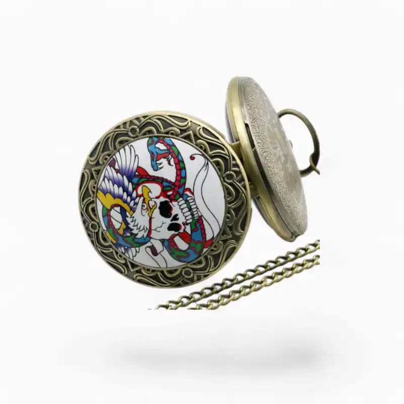 Montre de poche Homme Tatouage Crâne | La Montre à Gousset