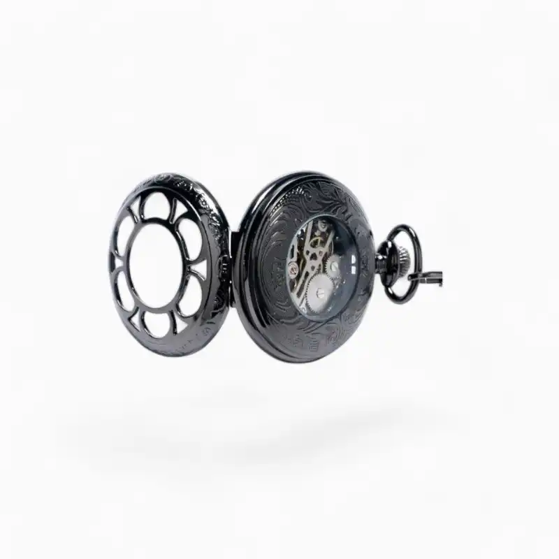 Montre de poche Jolie Fleur Noire | La Montre à Gousset