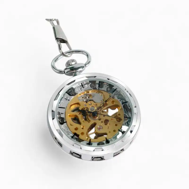 Montre Gousset Skeleton Argentée