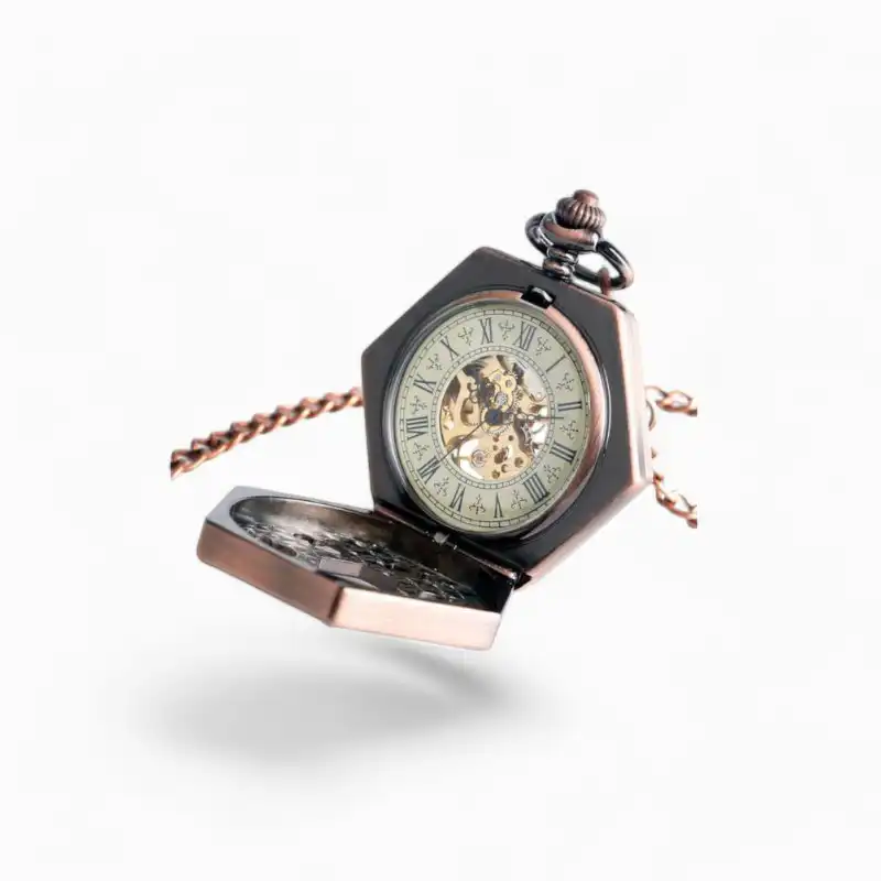 Montre à Gousset Mécanique Hexagone Bronze posée | La Montre à Gousset