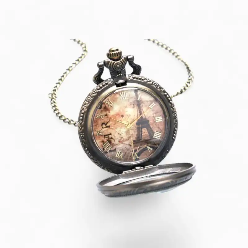 Montre Gousset Steampunk la Tour Eiffel a survecu