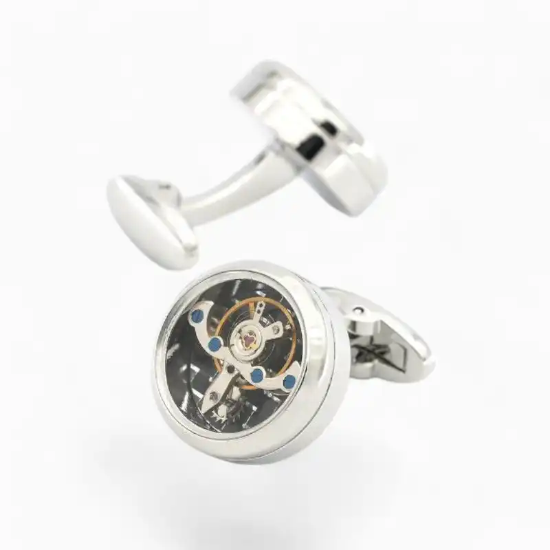 Bouton de manchette Tourbillon Mécanique Argent | La Montre à Gousset