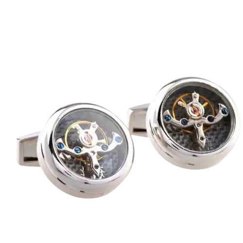 Boutons de manchette Tourbillon Mécanique Argent | La Montre à Gousset