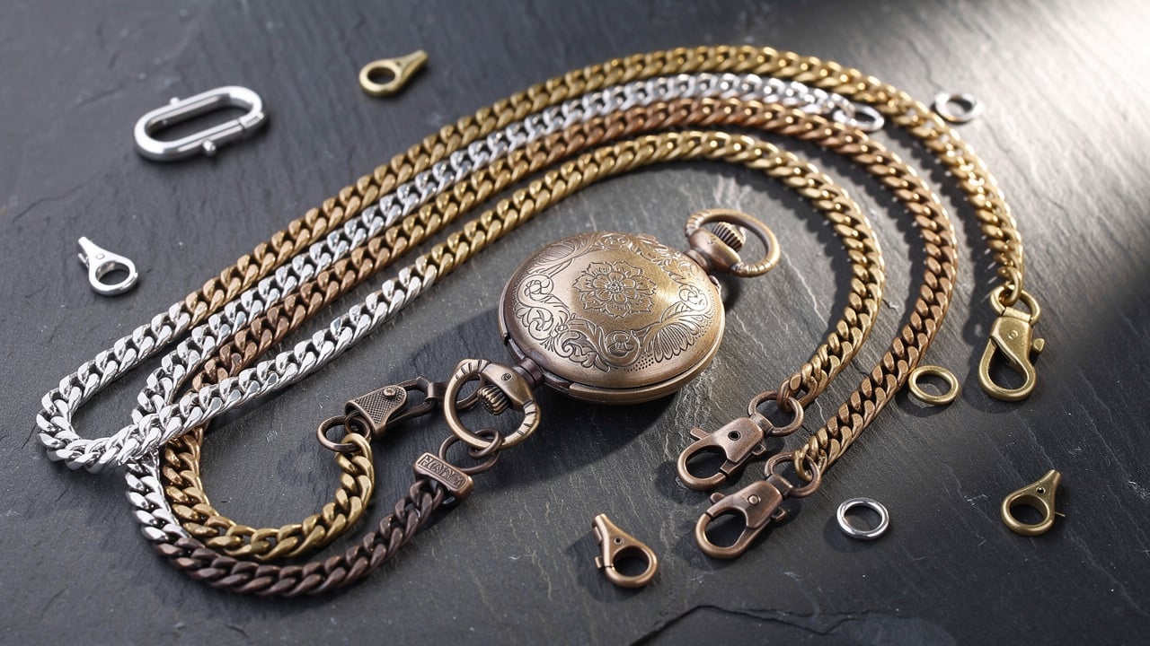 Collection de chaînes de montre à gousset en différents coloris