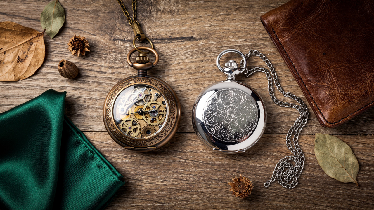 Collection de montres de poche avec accessoires élégants pour homme