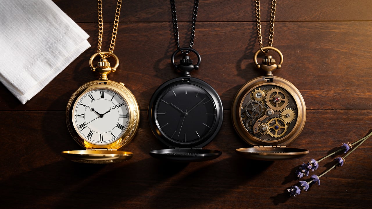 Collection de montres à gousset classiques, noires et steampunk