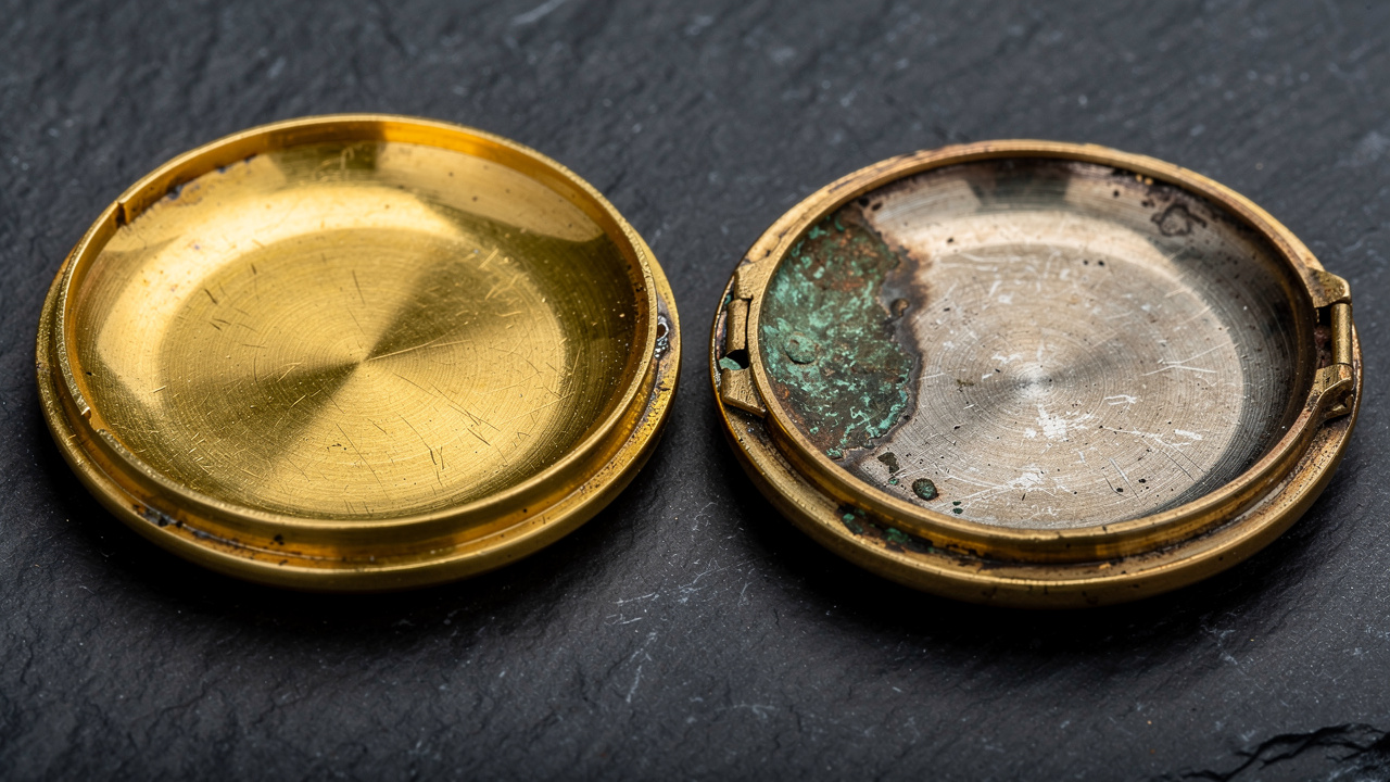 Comparaison entre or massif et plaqué or sur montre ancienne