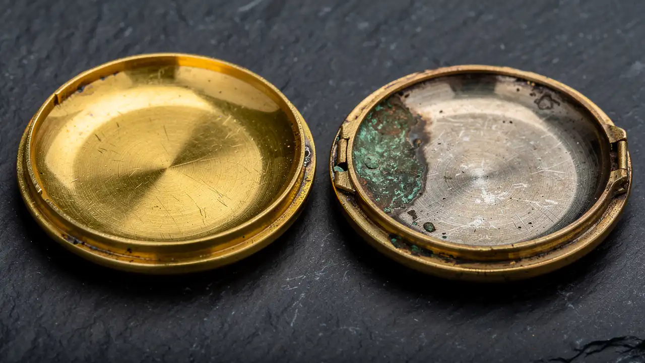 Comparaison entre or massif et plaqué or sur montre ancienne