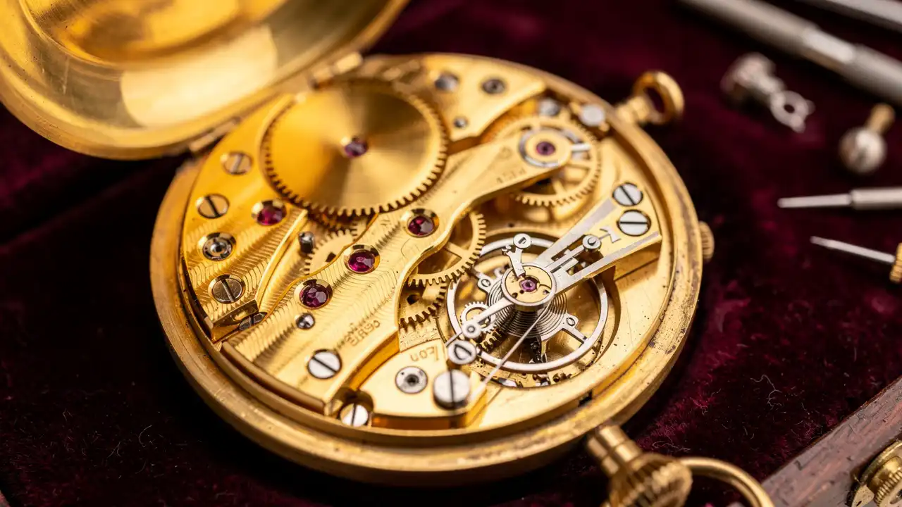 Mouvement mécanique complexe d'une montre de poche ancienne