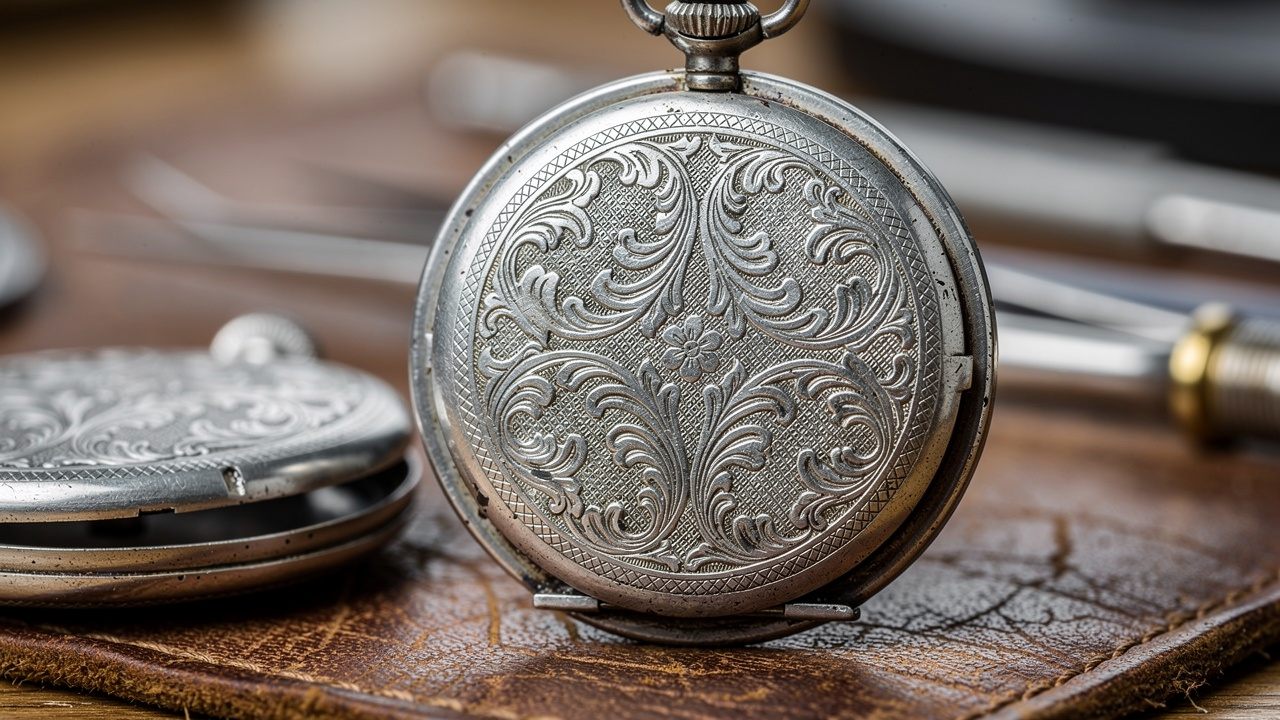 Cuvette intérieure gravée d'une montre à gousset ancienne