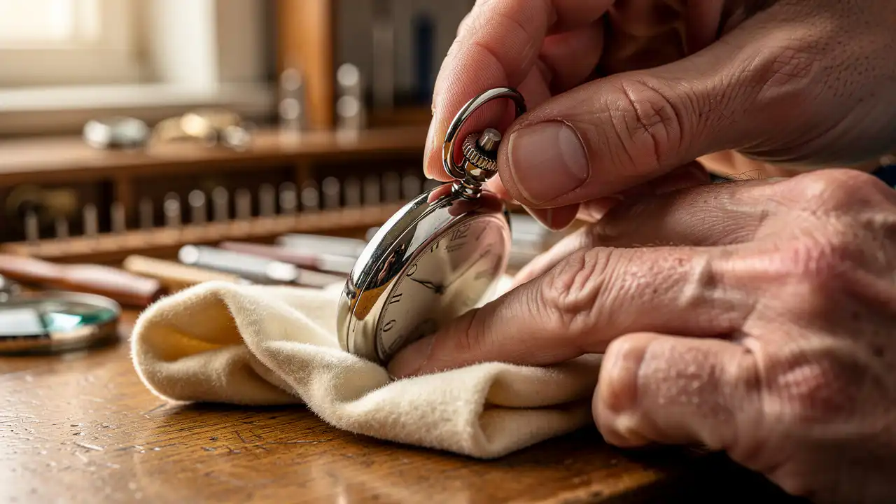 Remontage délicat d'une montre à gousset mécanique