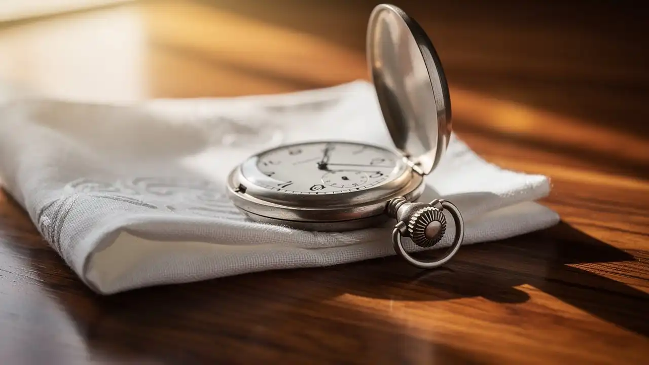 Montre mécanique posée ouverte pour remontage quotidien