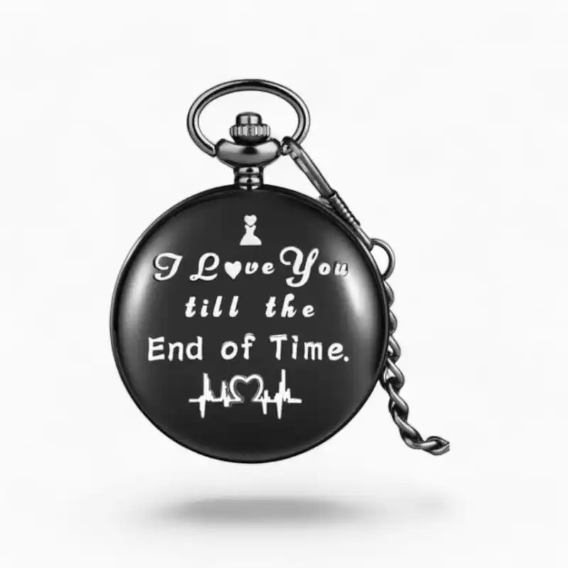 Montre à gousset I love You Noir