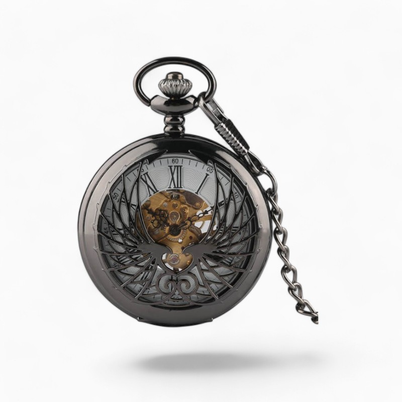 Montre à Gousset Ailée Noir