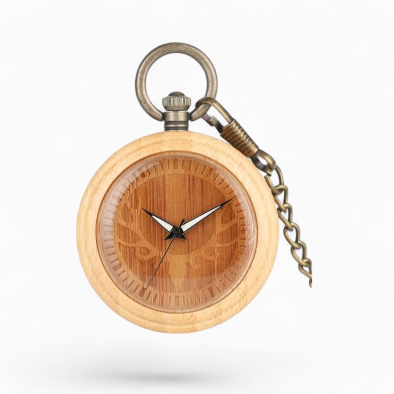 Montre à Gousset Cerf en Bois | La Montre à Gousset