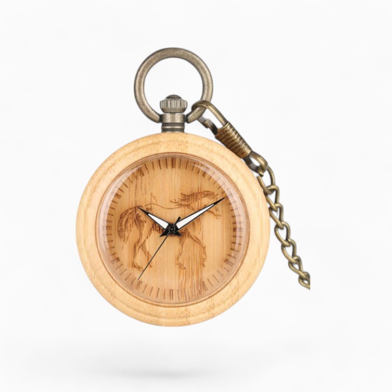 Montre à Gousset Cheval en Bois | La Montre à Gousset