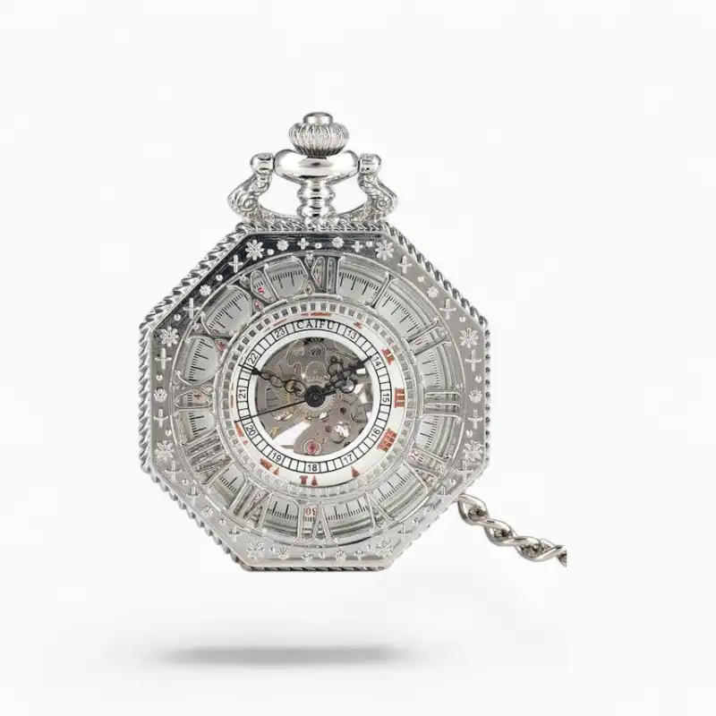 Montre à Gousset Hexagone Argent