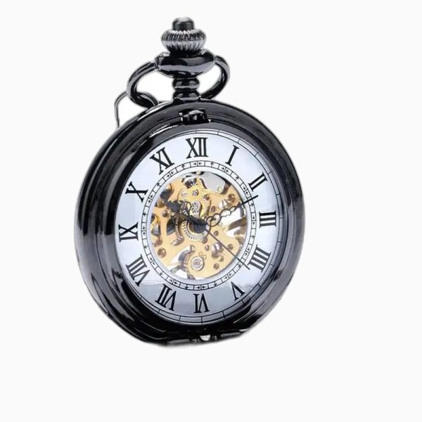 Montre à Gousset Mécanique Double Demi-Chasseur Noire – vue 6