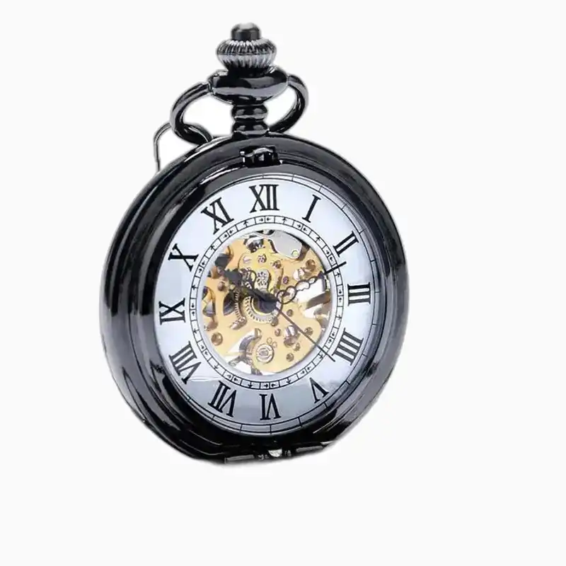 Montre à Gousset Mécanique Double Demi-Chasseur Noire – vue 6