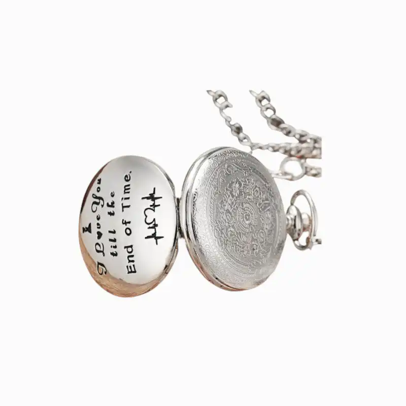 Montre de poche I love You Argent