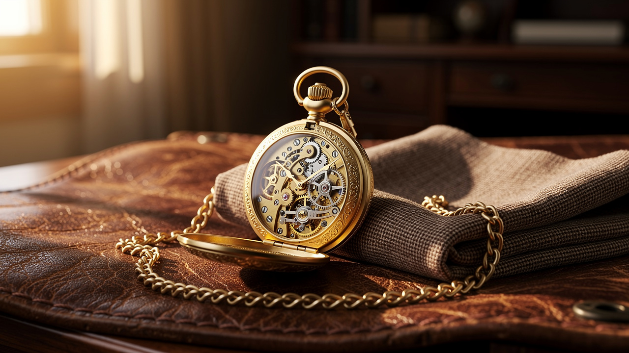 Montre à gousset artisanale avec finition dorée élégante