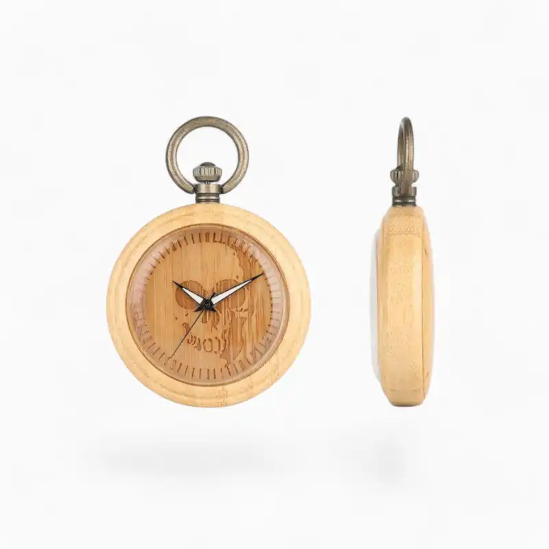 Montre Gousset Tête de mort en Bois | La Montre à Gousset