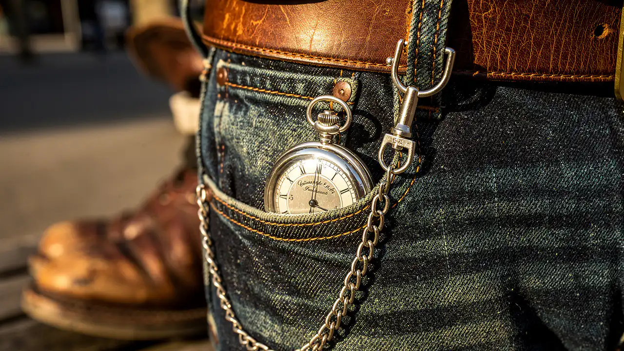 Montre à gousset dans la cinquième poche d'un jean