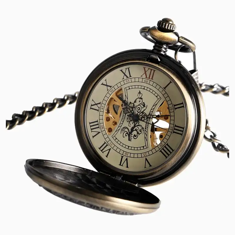 Montre à Gousset Mécanique Bois Rouge – vue 3
