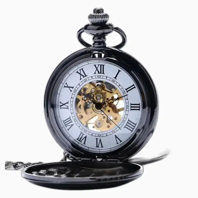 Montre à Gousset Mécanique Double Demi-Chasseur Noire – vue 2