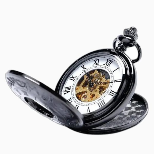 Montre à Gousset Mécanique Double Demi-Chasseur Noire – vue 5