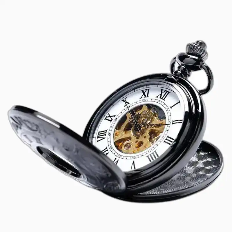 Montre à Gousset Mécanique Double Demi-Chasseur Noire – vue 5