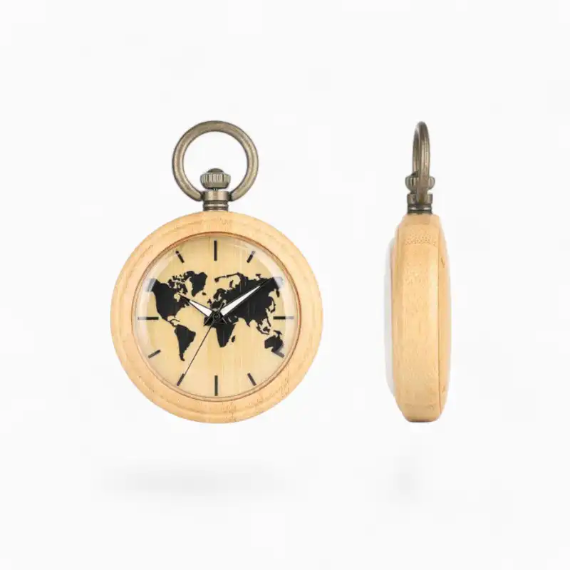 Montre Gousset Monde en Bois | La Montre à Gousset