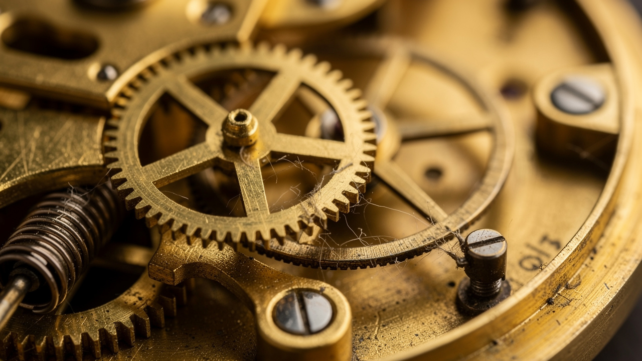 Mécanisme intérieur d'une montre à gousset mécanique