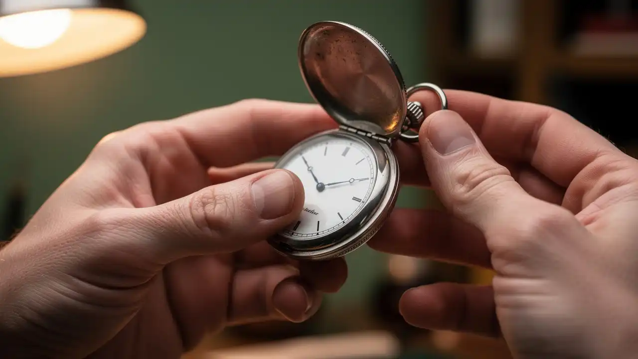 Ouverture du clapet d'une montre Savonnette par pression