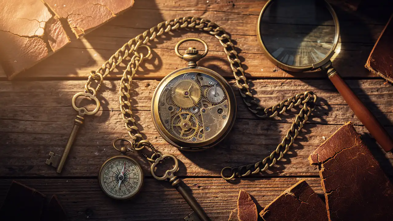 Montre à gousset steampunk avec accessoires en bronze vieilli
