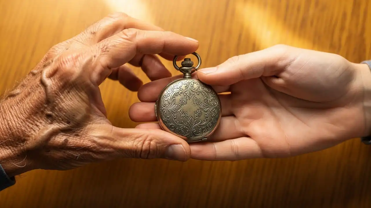 Transmission d'une montre de poche entre générations familiales