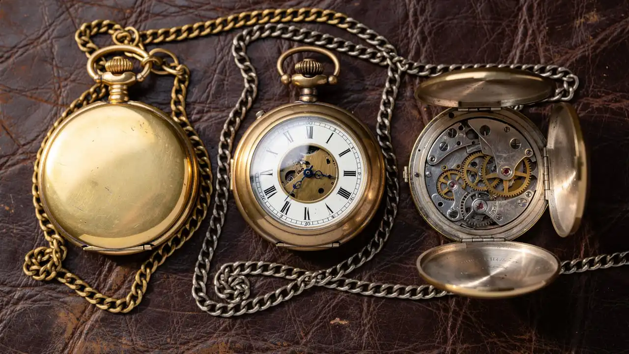 Trois types de boîtiers savonnette montre de poche